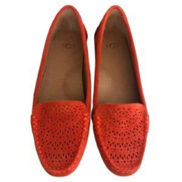 UGG | Clair Orange Suede Laser Cut Moc Slip On Loafer Size 8 - Picture 2 of 16